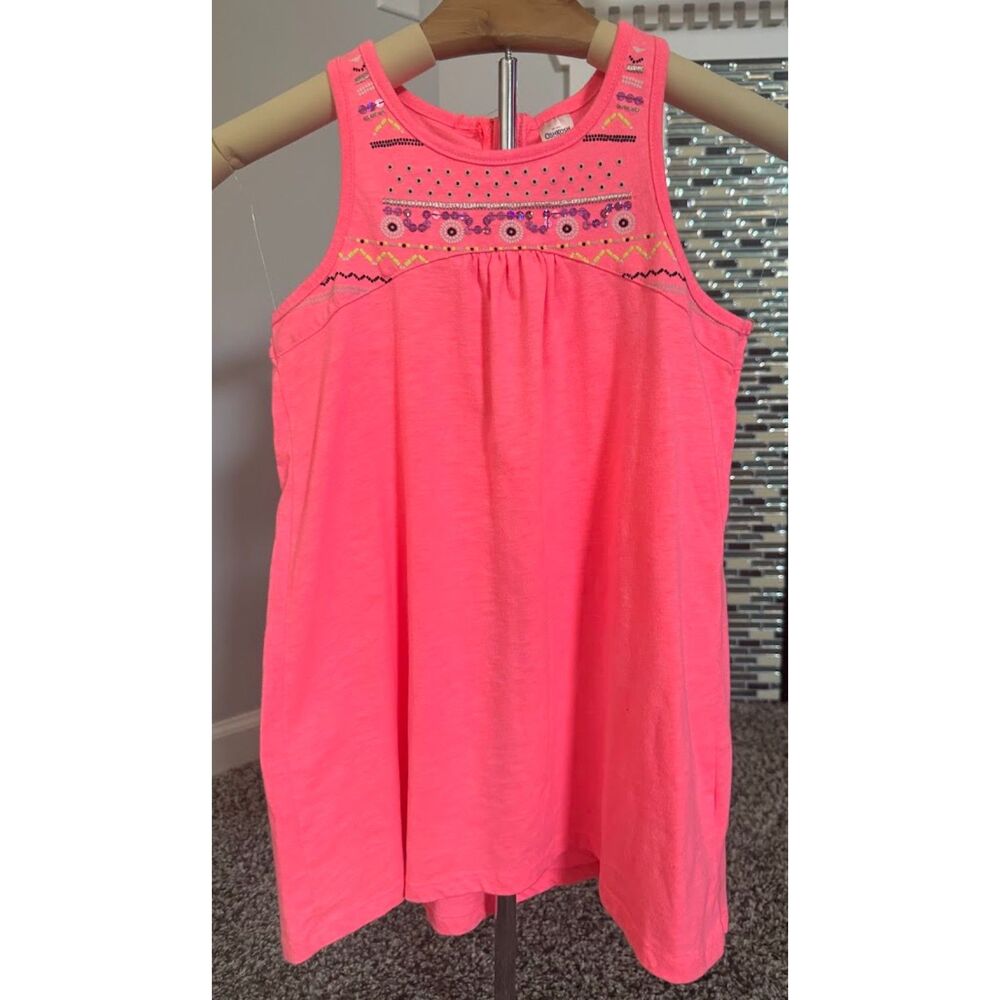 Oshkosh Orange Pink Top, Size 7, Glittery Pink, Sleeveless, Cute!